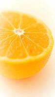 Closeup of fresh orange half with detailed texture and juicy segments photo