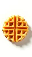 A detailed view of a waffle reveals its golden-brown color and unique grid design photo