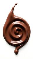 Closeup of glossy chocolate swirl on a plain background for culinary use photo