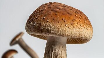 Extreme closeup of a cremini mushroom highlighting details of texture and color photo