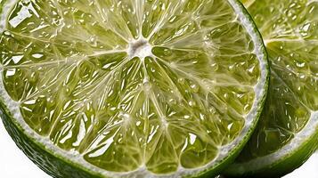 Extreme closeup of a lime slice showcasing its intricate details and textures photo