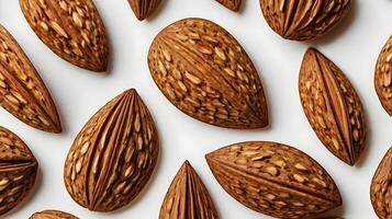 Closeup view of sliced almonds showcasing intricate textures and patterns photo