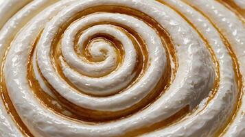 Closeup of a creamy swirl of sour cream showcasing texture and detail photo