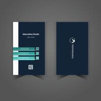 Vertical Size Simple and Stylish dark blue color and Muted blue color Business card design template vector