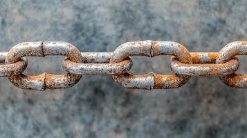 Weakness and damaged concept. Rusty metal chain against a textured background. photo
