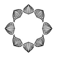 Circular Floral Frame. Elegant Black and White Ornament . Perfect for invitations cards and decorative projects. Stylish geometric pattern simple and clean with a modern and retro aesthetic. vector