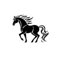 Majestic Black Horse Silhouette. A Powerful and Elegant Equine Galloping in Nature. Perfect for nature lovers and animal enthusiasts. This striking image is ideal for various projects. vector