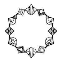 Elegant Black and White Floral Ornament Frame. Decorative Vintage Geometric Pattern Circular Border Perfect for Art Graphic and Template vector