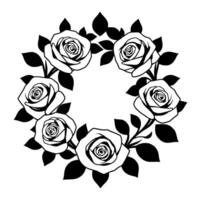 Elegant Monochrome Rose Wreath. A Classic Floral . Perfect for invitations cards and adding a touch of vintage charm to your projects. vector