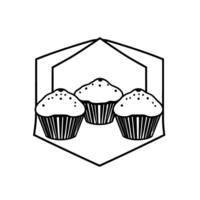Three Delicious Cupcakes in a Geometric Frame. A Sweet Treat for Your Visual Appetite. Perfect for bakery websites menus and food blogs. vector