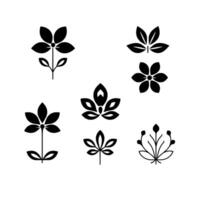 Geometric Floral Botanical Illustrations. Simple Black and White Flower and Leaf Designs Minimalist for Decor and Patterns vector