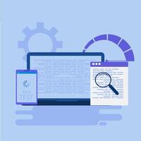 Tester testing website, website testing illustration vector