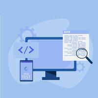 Illustration Website development, website coding, website designing, businessman managing a website. web creation concept. vector