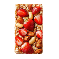 Delicious Strawberry Oat and Nut Bar With Vibrant Toppings, on the transparent Background. Format png