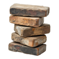 Sturdy Bricks Stacked Artistically on a Plain Background, on the transparent Background. Format png