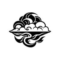 Abstract Monochrome Waves and Clouds. A Dynamic Ink Illustration. A visually striking graphic with swirling patterns and flowing textures perfect for various applications. vector