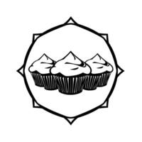 Three Delicious Cupcakes in a Decorative Frame. A Sweet Bakery Treat. Perfect for dessert lovers and baking enthusiasts. This image is ideal for food blogs bakery websites and social media posts. vector
