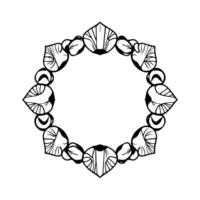 Elegant Black and White Floral Ornament Frame. Perfect for invitations cards and decorative projects. Circular with a vintage aesthetic and symmetrical pattern. vector