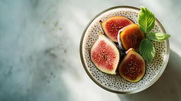 Figs in a bowl on a table photo