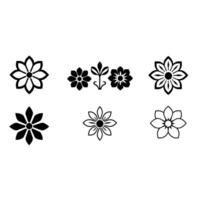 Elegant Black and White Floral Set. Vintage Style Flower Illustrations Geometric Patterns and Classic Line Art for Decoration and Projects vector