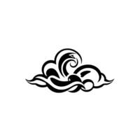 Abstract Black and White Wave Cloud . Graphic Illustration. Perfect for branding logos and artistic projects. A stylish monochrome pattern with a unique shape and texture. vector