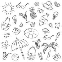 Summer themed Hand drawn set vector