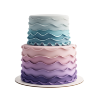 Elegant Two Tier Fondant Cake With Wavy Design in Pastel Colors, on the transparent Background. Format png