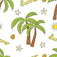 Tropical summer seamless pattern on white background vector