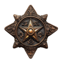 Vintage Sheriff Badge Showcasing Intricate Design and Charm, on the transparent Background. Format png