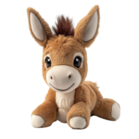 Charming Plush Donkey Brings Joy to Children and Collectors, on the transparent Background. Format png