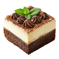 Delightful Tiramisu Dessert With Rich Chocolate Layers and Cream, on the transparent Background. Format png