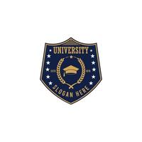 Classic University Logo with a Shield and Graduation Cap Icon Badge vector