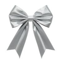 Elegant White Silver Ribbon and Bow on Soft Background, on the transparent Background. Format png