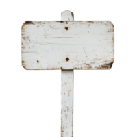 Rustic White Wooden Sign on Minimalistic Background, on the transparent Background. Format png