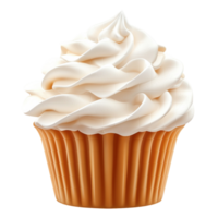 Whipped Cream Delight Topping a Cupcake With Creamy Texture, on the transparent Background. Format png
