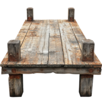 Weathered Wooden Pier Inviting Tranquil Moments by the Water, on the transparent Background. Format png