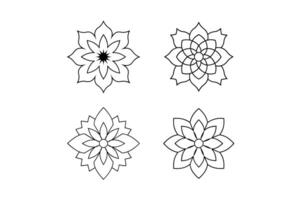 Set of four symmetrical floral pattern illustrations for coloring vector