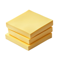 Bright Yellow Sticky Notes Stacked for Creative Ideas and Reminders, on the transparent Background. Format png