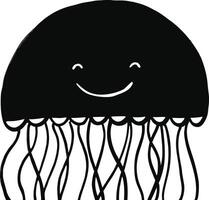 smiling jellyfish silhouette on white background vector