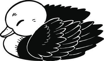 sleepy baby duck icon on white background. vector