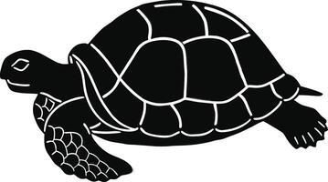 tiny crawling turtle silhouette on white background. vector