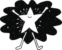 tiny dancing star silhouette on white background. vector