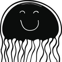 smiling jellyfish silhouette on white background . vector