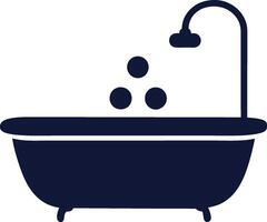 Bathtub with Shower and Bubbles Icon white background vector