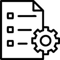 Document with Checklist and Gear Icon white background vector