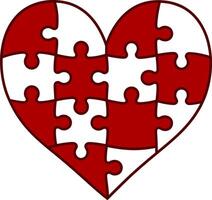 Red and White Puzzle Heart Symbol vector