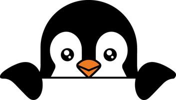 Peeking Penguin with Cute Cartoon Face vector