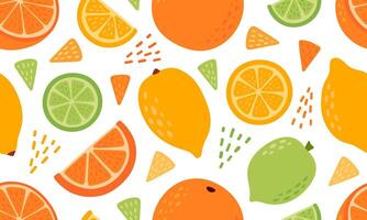Citrus fruits seamless pattern. Lemon, orange, lime, grapefruit. Fruits and berries background design. Collection of organic vitamins and healthy nutrition. Flat illustration vector