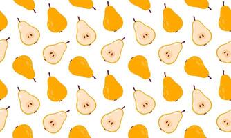 Fresh pear seamless pattern. Fruits and berries background design. Collection of organic vitamins and healthy nutrition. Flat illustration vector