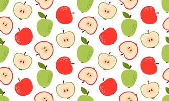 Fresh apple seamless pattern. Fruits and berries background design. Collection of organic vitamins and healthy nutrition. Flat illustration vector